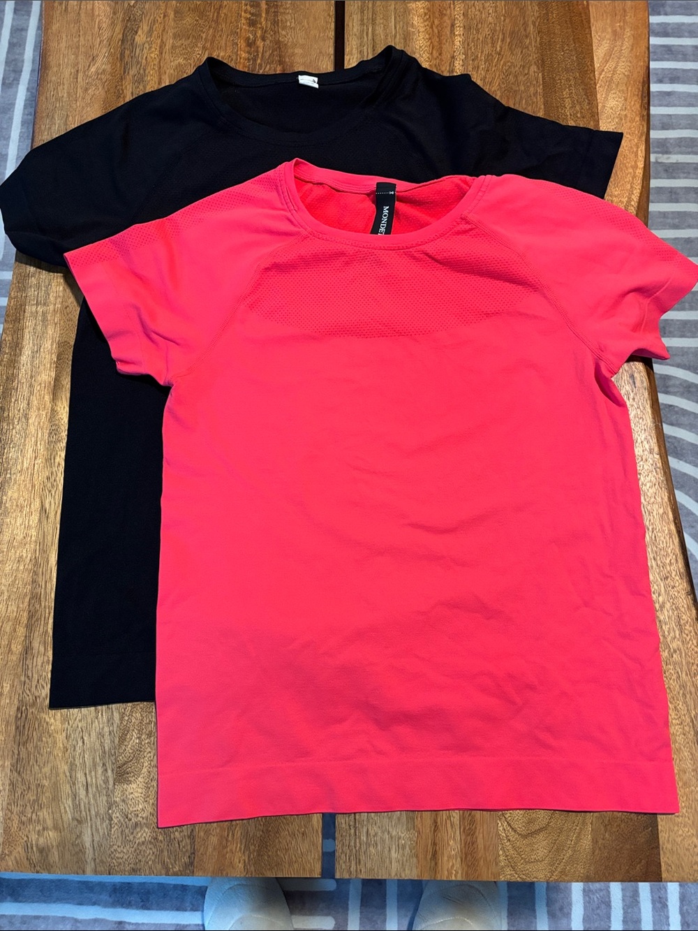 Mondetta Performance Fabric Tee in Hot Pink and Black